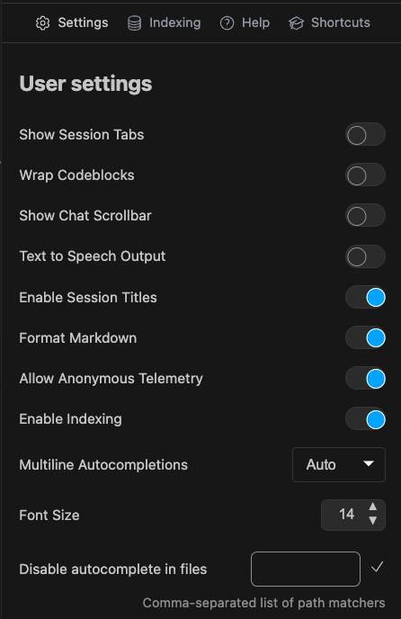 User Settings Page